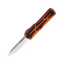 Heretic Knives Auto Colossus OTF Automatic Folding Knives 3.5in Stonewash Finish CPM MagnaCut Stainless Drop Point Blade Orange Aluminum Handle