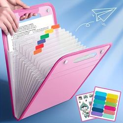 TEMU 1pc Contemporary Waterproof Accordion File Organizer With 13 Pockets And Label Tags - Durable Abs Plastic A4 Letter Size Expanding Document Holder For Home And Office Use