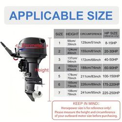 TEMU 600d Heavy Duty Full Outboard Motor Cover With Reflective Strips, Waterproof & Windproof, Uv Protection Engine Cover For Boat With Adjustable Buckles - Tear-resistant Marine Grade Polyester