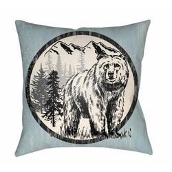 Wolfdale 16" Square Cottage Pillow plush Sky Blue/Black/Beige/Off White/Metallic Silver/Light Silver Outdoor Throw Pillow - Boutique Rugs