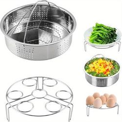 TEMU 3pcs Steamer Basket Rack Set Stainless Steel Separator Set Pressure Cooker Accessories Basket With Egg Steamer Rack Divider For Pressure Cooker Instant Pot