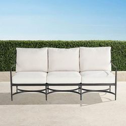 Angelina Sofa with Cushions in Jet Black Aluminum - Standard, Sailcloth Salt - Frontgate