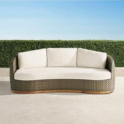 Santa Barbara Sofa with Cushions in Desert Wicker - Sunbrella Rain, Rain Cobalt - Frontgate