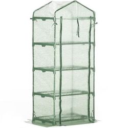 TEMU 4 Tier Mini Greenhouse, Portable Compact With Roll-up Door, 70 X 50 X 160 Cm