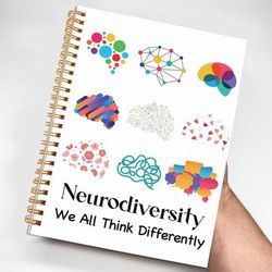 "TEMU 1pc "neurodiversity: For Different" Themed Notebook - Brain Illustrations, 5.5x8.3in, 50 Pages - Ideal For Journaling, Office, School Supplies & Unique Birthday/christmas Gift, Brain Decor"