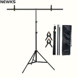 TEMU Newks T-shaped Adjustable Backdrop Stand, 6.5x4.9ft Photo Support System, Sturdy Screen Frame Kit With 2 Spring Clamps And Carry Bag For , Game Streamers, Photography