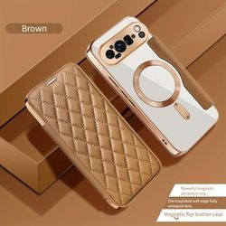 TEMU Flip Cover Full-body Phone Case, Suitable For Pixel 9 9a 9pro 8 8a 8pro 7a Phone Protective Case, Artificial Leather Full-body Suitable For Series Mobile Phone Protective Case