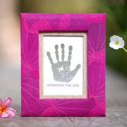 Autumn Spirit in Pink,'3x5 Natural Fiber Photo Frame in Pink from Indonesia'
