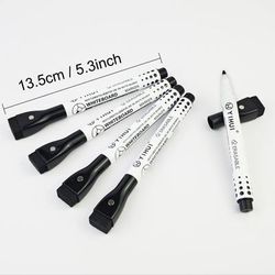 TEMU 5pcs Whiteboard Pens With Rubber And Magnetic Suction, Medium Point, Smooth Writing, Easy To Erase For Plastic Whiteboards And Magnetic Writing