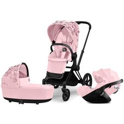 Cybex Priam 3 with Lux Bassinet + Cloud Q Travel System Bundle - Simply Flowers - Pale Blush