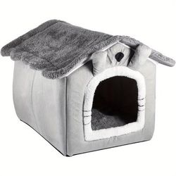 TEMU Pet House 40*38*35cm Dog House Portable Cat Kennel Bed Indoor With Removable Cushion Cat Cave Warm Puppy Bed Washable Folding Soft And Comfortable Multifunctional Cube Cat House For Pets