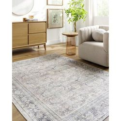 Zahar 2'7" x 7'3" Traditional Light Silver/Warm Gray/Metallic Silver/Dark Red/Charcoal/Beige/Tan/Sage/White Washable Runner - Boutique Rugs