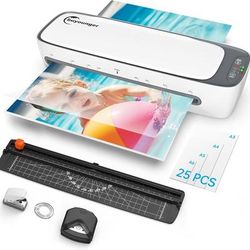 TEMU Laminator, Laminator Machine With 60s , A3 Laminator Cold And Thermal With 25 Laminating Pouches For A3 A4 A5 A6, 6-in-1 13 Inches Laminating Machine For Office, White