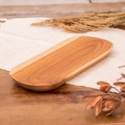 'Eco-Friendly Cheese Plate Carved from Sustainable Teak Wood'