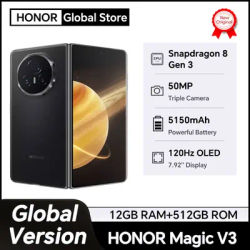 HONOR Magic V3 Global Version 5G Smartphone 120Hz Foldable LTPO OLED 7.92" Display Snapdragon 8 Gen 3 5150mAh 66W NFC IPX8