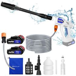 TEMU 6-in-1 Pressure Washer Cordless Electric Jet Washer Sprayer With Rechargeable Lithium-ion Battery, Portable Power Washer Cleaning Tools For Car, 5cm Hoses, Detergent Bottle, Flow Rate 2.8-3l/min