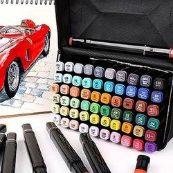 TEMU 80pcs Markers Twin Marker Pens Art Pens Set For Artists Colouring, Highlighting, Graffiti, Design (black)