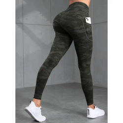Women Camouflage Print High Waisted Sports Pocket Suitable For Running, Fitness, Yoga, Outdoor Adventure, Squat-Proof Leggings