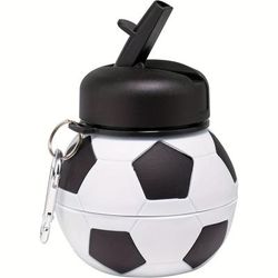 TEMU 1pc Funsport 550ml/18.6oz Soccer Ball Shaped Water Bottle, Portable Silicone Leakproof Water Cup With Straw, Bpa-free, Ideal For Outdoor Sports, Fitness, Travel, Christmas Gift