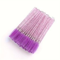 TEMU 100pcs Colorful Crystal Mascara Wands - Eyelash Brush For Eye Lash Extension, Eyebrow And Makeup Tools