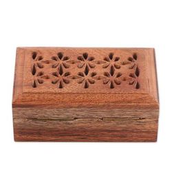 Floral Subtlety,'Handcrafted Floral Wood Decorative Box from India'