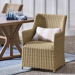 Montville Wicker Outdoor Dining Armchairs, Set Of Two - Honey - Grandin Road