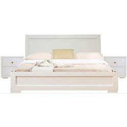 Trent Wooden Platform Bed in Black, Queen with 2 Nightstands by Camden Isle in White (Size QUEEN)