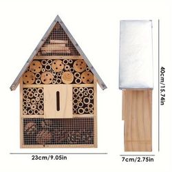 TEMU Large 29*8.5*39cm Beneficial Insect Habitat - Wooden Insect House For Mason Bees, Butterflies, And Ladybugs - Hanging Bee Hotel