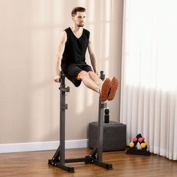 TEMU Heavy-duty Squat Rack, Adjustable Barbell Rack With Dip Station, Weight Lifting, For Home, Gym - Black