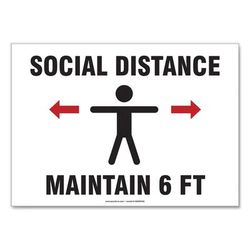 Accuform® MGNF542VPESP Social Distance Signs, Wall, 14 x 10, "Social Distance Maintain 6 ft", Human, White, 10/Pack - Pack of 10 GN1MGNF542VPESP
