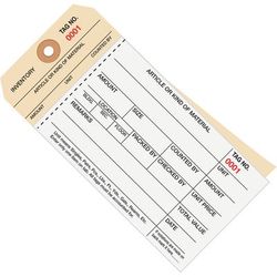 6 1/4 x 3 1/8" - (4500-4999) Inventory Tags 2 Part Carbonless Stub Style 8, Case Of 500 (G19101)