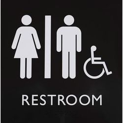 Lorell 02655 Restroom Sign, 1 Each, 8" x 8" Height, Square Shape, Easy Readability, Injection-molded, Plastic, Black LLR02655