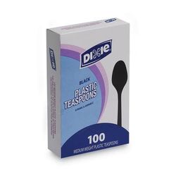 Dixie TM507 Plastic Cutlery, Heavy Mediumweight Teaspoons, Black, 100/Box - Box of 100 DXETM507