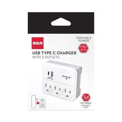 RCA PSWT334ACAV 3-Outlet Wall Tap, White VOXPSWT334ACAV