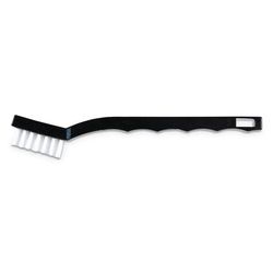 Carlisle Flo-Pac Utility Toothbrush Style Maintenance Brush, White Nylon Bristles, 7.25" Brush, 7" Black Polypropylene Handle, 12/Carton (CFS4067400DZ
