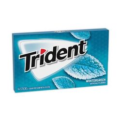 Trident® 30400058 Sugar-Free Gum, Wintergreen, 14 Sticks/Pack, 12 Pack/Box