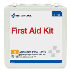 First Aid Only 91328 ANSI 2021 Type III First Aid Kit for 50 People, 184 Pieces, Metal Case