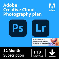 Adobe Creative Cloud Photo Plan 2025, 1 Yr Subscription, Mac/windows/ios, Download