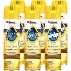 Pledge Lemon Enhancing Polish - Spray - 14.2 Fl Oz (0.4 Quart) - Lemon Scent - 6 / Carton - White