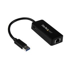 Startech.com Usb 3.0 To Gigabit Ethernet Adapter Nic With Usb Port, Black