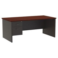 Workpro Modular 72"w X 36"d Left-Pedestal Computer Desk, Charcoal/mahogany