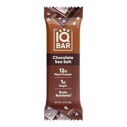 Iq Bar Brain Fuel Protein Bars, Chocolate Sea Salt, 1.6 Oz, Box Of 24 Bars