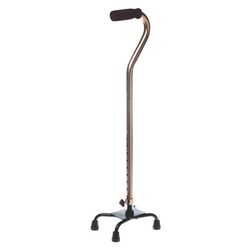 Medline Adjustable Foam Handle Aluminum Quad Cane, 29" - 38"h X 6"w X 8"d, Bronze