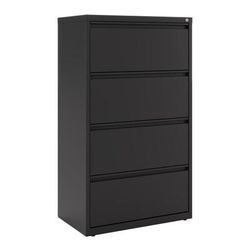 Workpro 30"w X 18-5/8"d Lateral 4-Drawer File Cabinet, Black