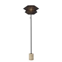 Adesso Gardner Floor Lamp, 63"h, Black Shade/travertine Base