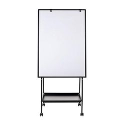 Mastervision Melamine Creation Station Mobile Non-Magnetic Dry-Erase Whiteboard Easel, 29 1/2" X 74 7/8", Aluminum Frame With Black Finish