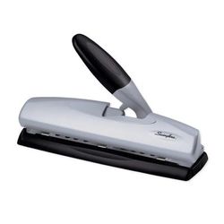 Swingline Lighttouch High-Capacity Paper Punch, Black/silver