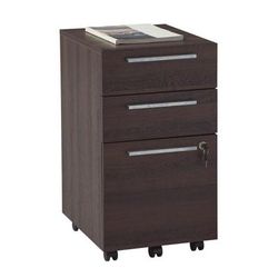 Realspace Trezza 19"d Vertical 3-Drawer Mobile File Cabinet, Warm Walnut