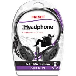 Maxell Hp-100 On-Ear Headphones With Microphone, Black