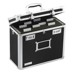 Vaultz Locking Storage File Tote, Letter Size, 12 1/4" X 13 3/4" X 7 1/4", Black
